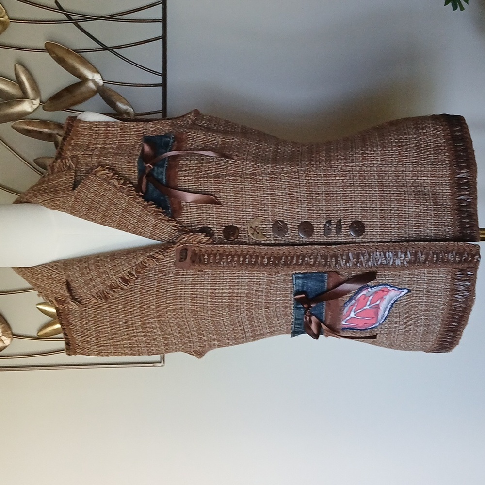 Upcycled/Refashioned Tweed Embellished Vest